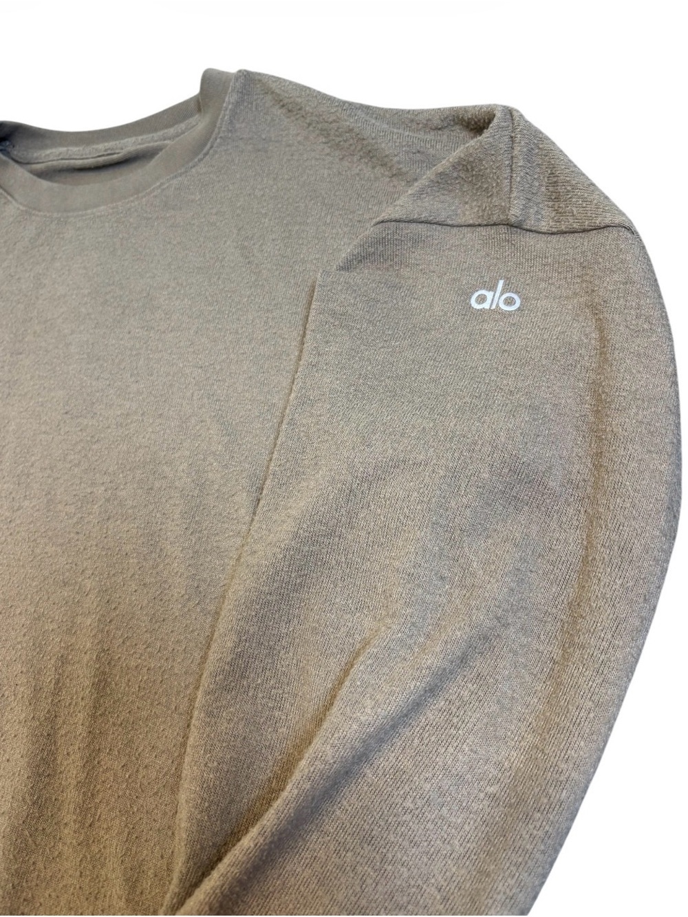 Alo Yoga Soho Oversized Crewneck Sweatshirt Heather Taupe Large GUC Logo